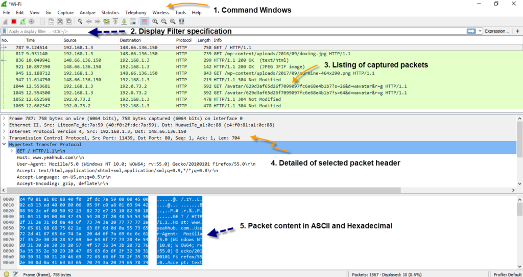 download wireshark packet sniffer