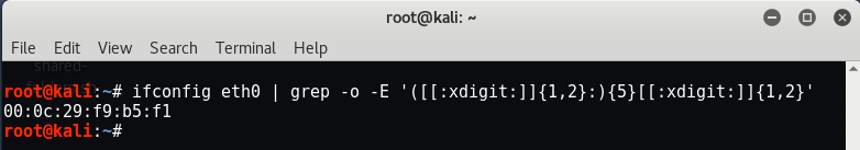 kali linux get mac address